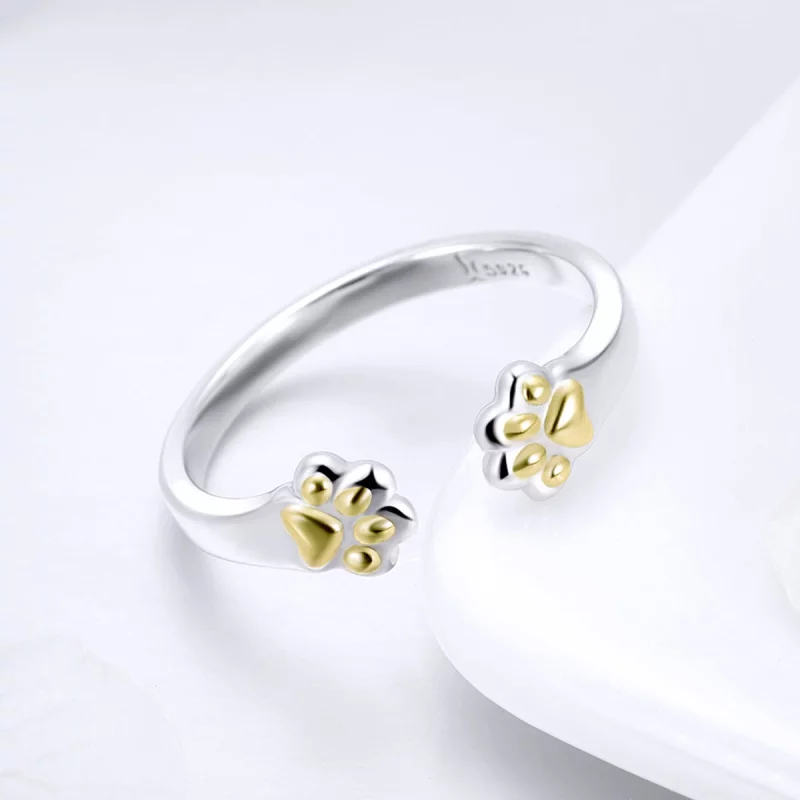 (image pour) Bague Ouverte Style PANDORA Patte de chat - SCR430 - Afficher 5