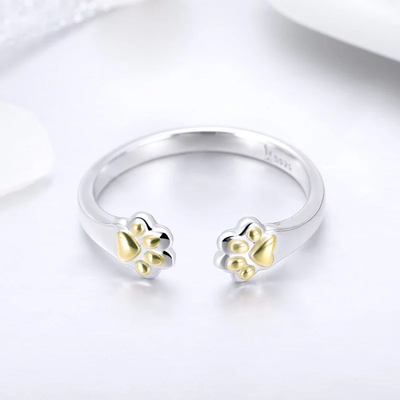 (image pour) Bague Ouverte Style PANDORA Patte de chat - SCR430 - Afficher 6