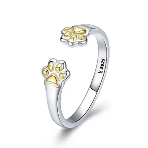 Bague Ouverte Style PANDORA Patte de chat - SCR430 (image pour) Bague Ouverte Style PANDORA Patte de chat - SCR430