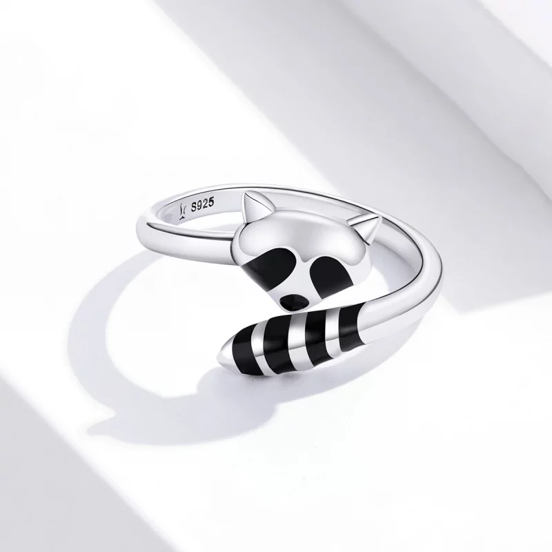 (image pour) Bague Ouverte Style PANDORA Petit Raton Laveur - SCR652 - Afficher 3