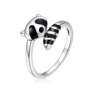 (image pour) Bague Ouverte Style PANDORA Petit Raton Laveur - SCR652