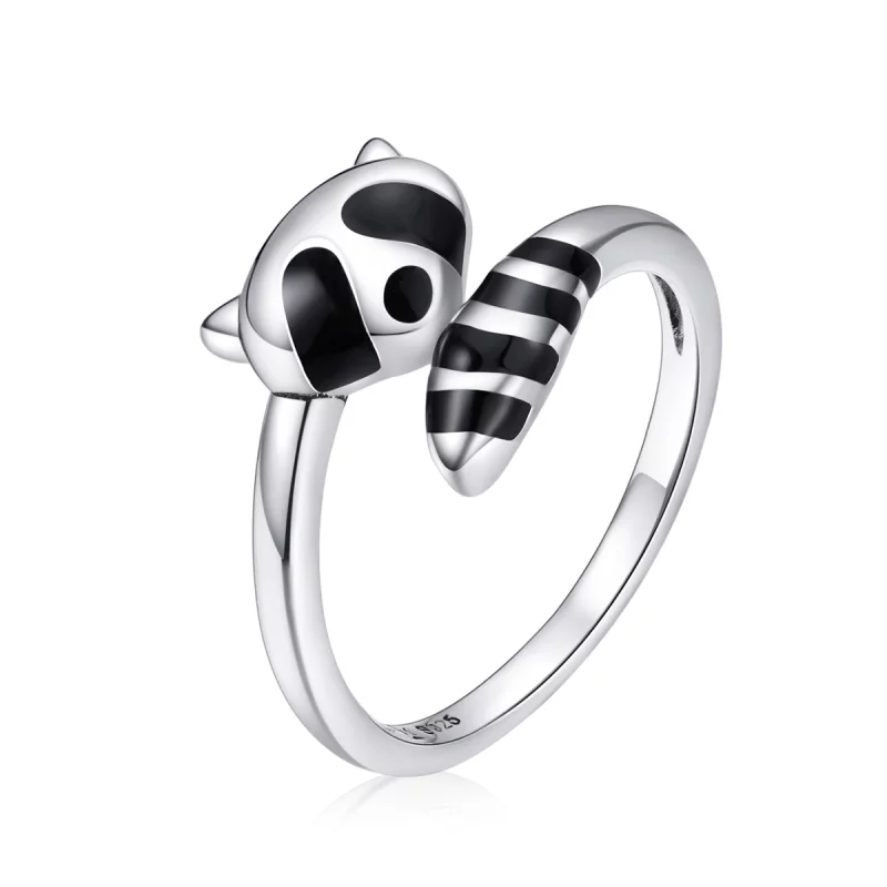 (image pour) Bague Ouverte Style PANDORA Petit Raton Laveur - SCR652