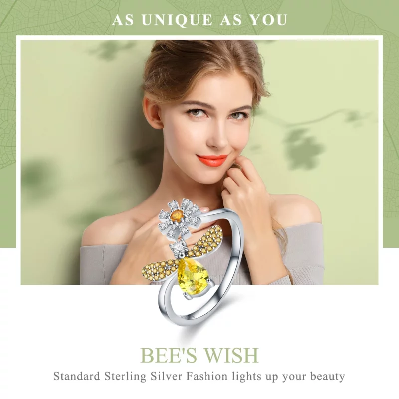 (image pour) Bague Ouverte Style PANDORA Souhait d'abeille - SCR348 - Afficher 2