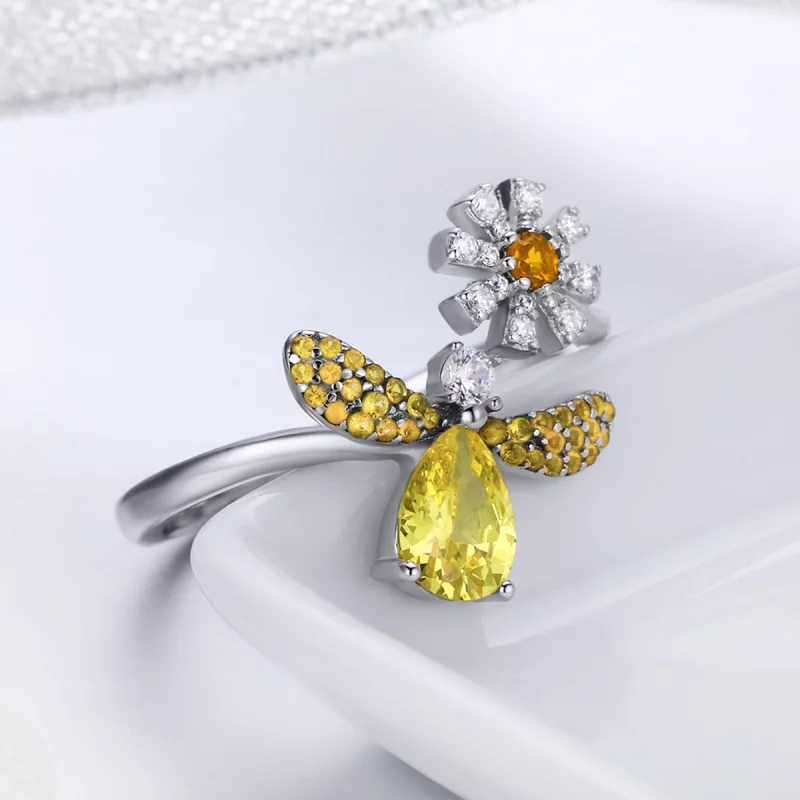 (image pour) Bague Ouverte Style PANDORA Souhait d'abeille - SCR348 - Afficher 5