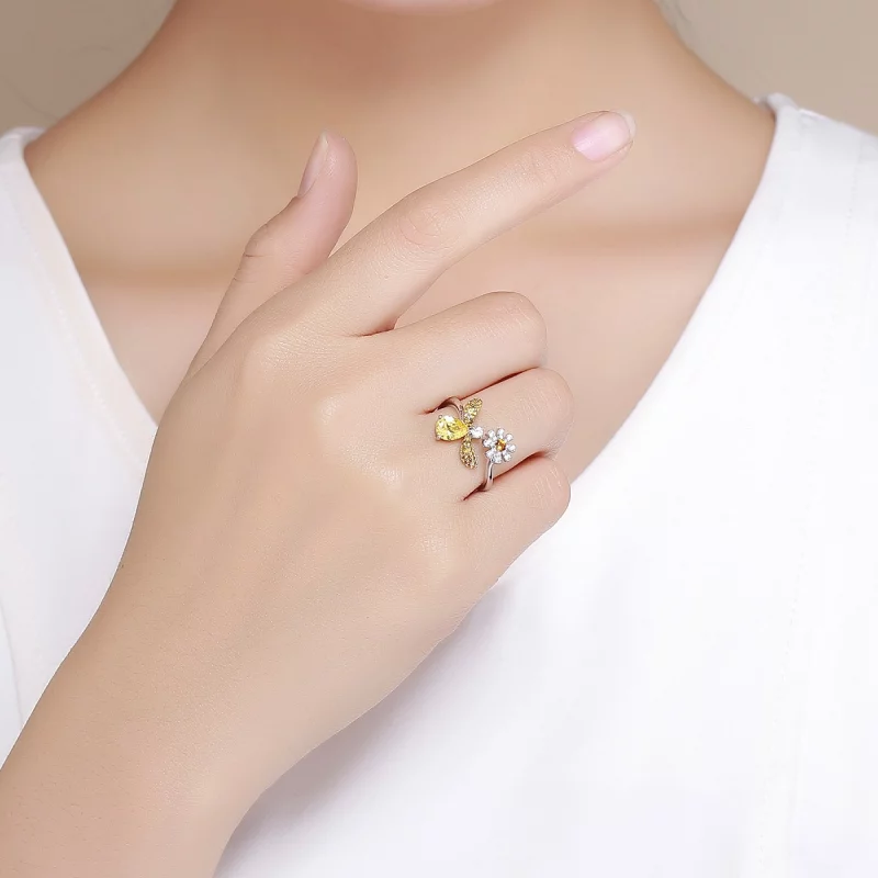 (image pour) Bague Ouverte Style PANDORA Souhait d'abeille - SCR348 - Afficher 6