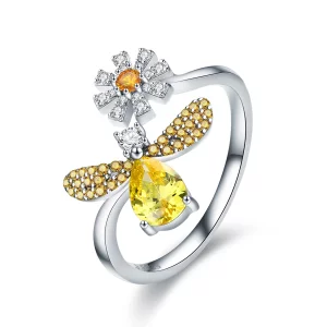 Bague Ouverte Style PANDORA Souhait d'abeille - SCR348 (image pour) Bague Ouverte Style PANDORA Souhait d'abeille - SCR348