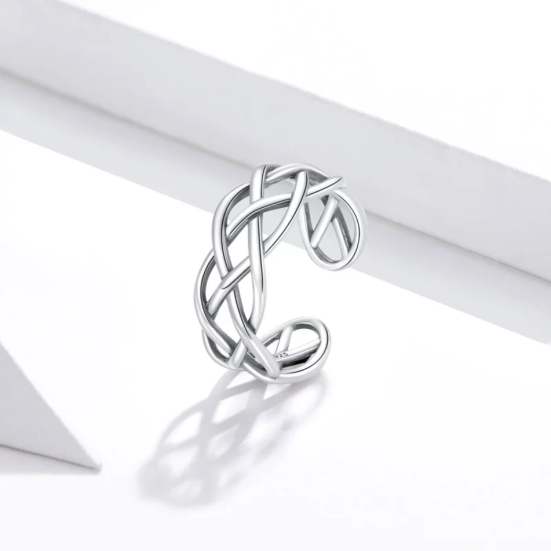 (image pour) Bague Ouverte Style PANDORA Texture tissé - SCR675 - Afficher 3