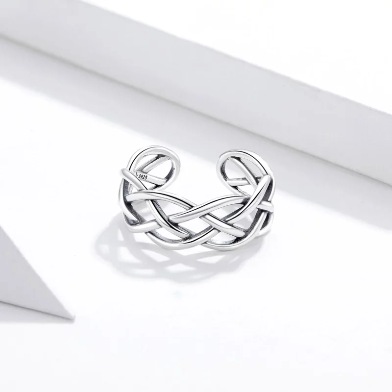 (image pour) Bague Ouverte Style PANDORA Texture tissé - SCR675 - Afficher 4