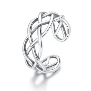 (image pour) Bague Ouverte Style PANDORA Texture tissé - SCR675