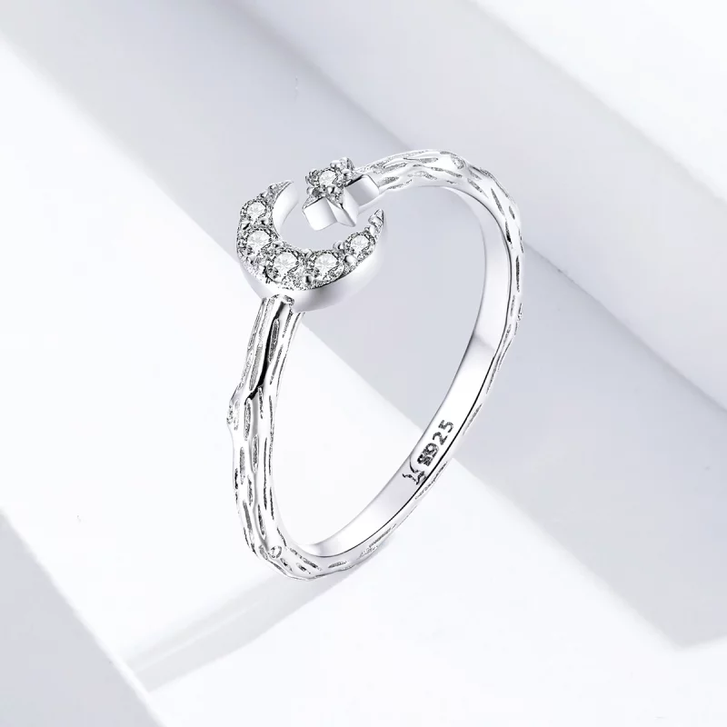 (image pour) Bague Ouverte Style PANDORA Étoile Lune Vintage - SCR638 - Afficher 2