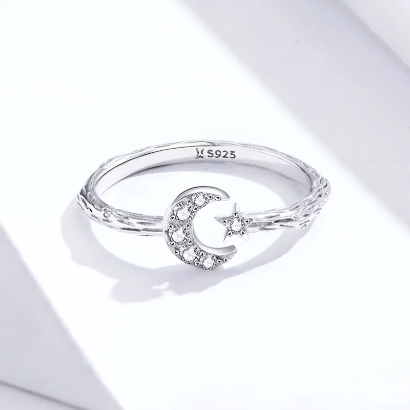 (image pour) Bague Ouverte Style PANDORA Étoile Lune Vintage - SCR638 - Afficher 3
