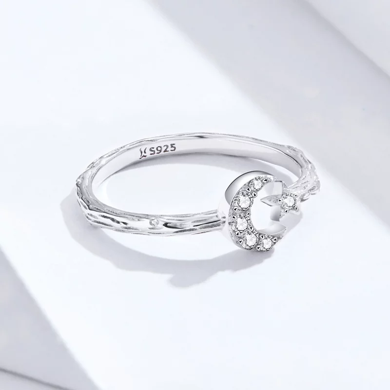 (image pour) Bague Ouverte Style PANDORA Étoile Lune Vintage - SCR638 - Afficher 4