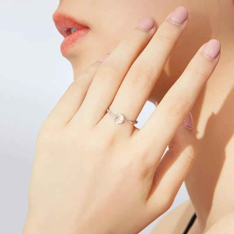 (image pour) Bague Ouverte Style PANDORA Étoile Lune Vintage - SCR638 - Afficher 7