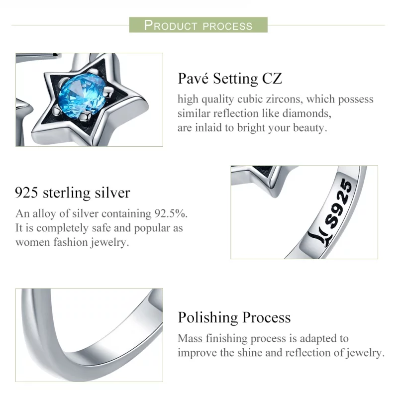 (image pour) Bague Ouverte Style PANDORA Tours d'étoiles - SCR322 - Afficher 2