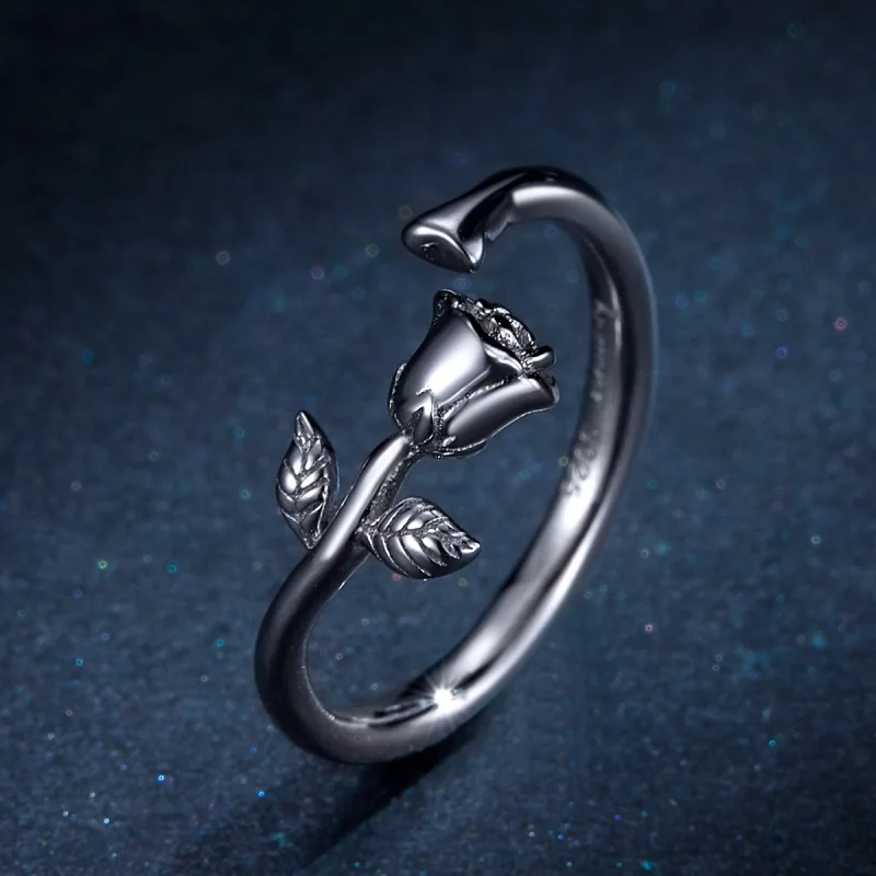 (image pour) Bague Ouverte Style PANDORA Une rose - BSR065 - Afficher 5