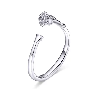 (image pour) Bague Ouverte Style PANDORA Une rose - BSR065