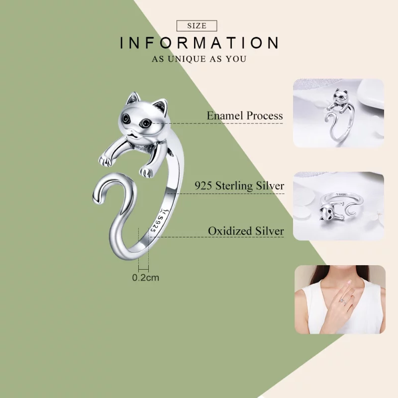 (image pour) Bague Ouverte Style PANDORA Vilain chat - SCR409 - Afficher 3
