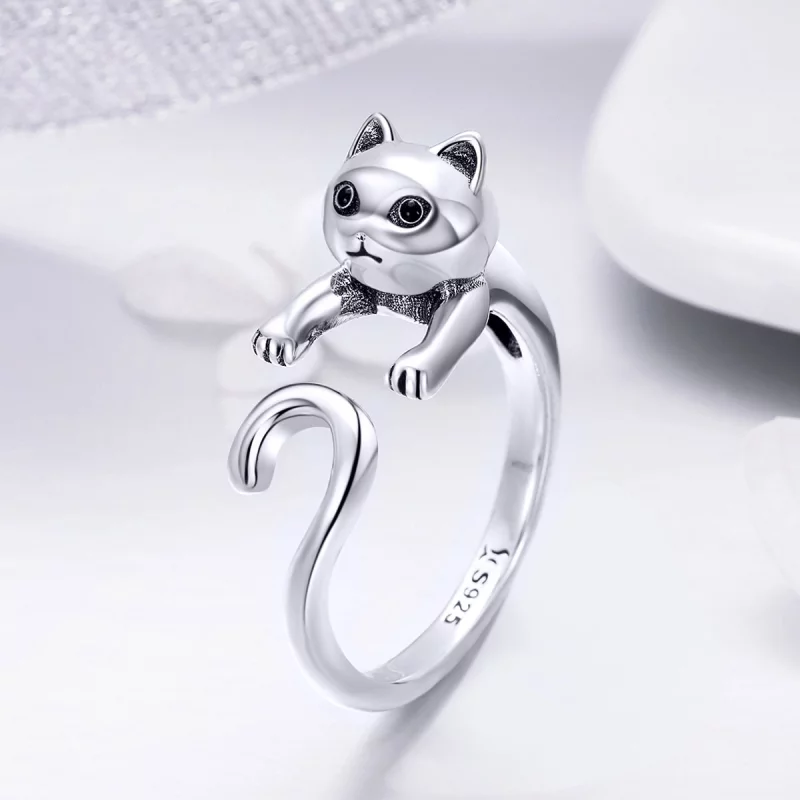 (image pour) Bague Ouverte Style PANDORA Vilain chat - SCR409 - Afficher 4