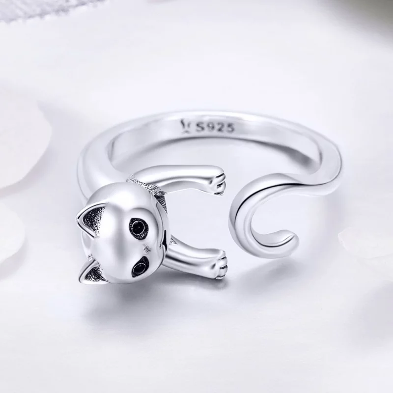 (image pour) Bague Ouverte Style PANDORA Vilain chat - SCR409 - Afficher 5