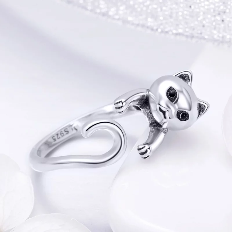 (image pour) Bague Ouverte Style PANDORA Vilain chat - SCR409 - Afficher 6
