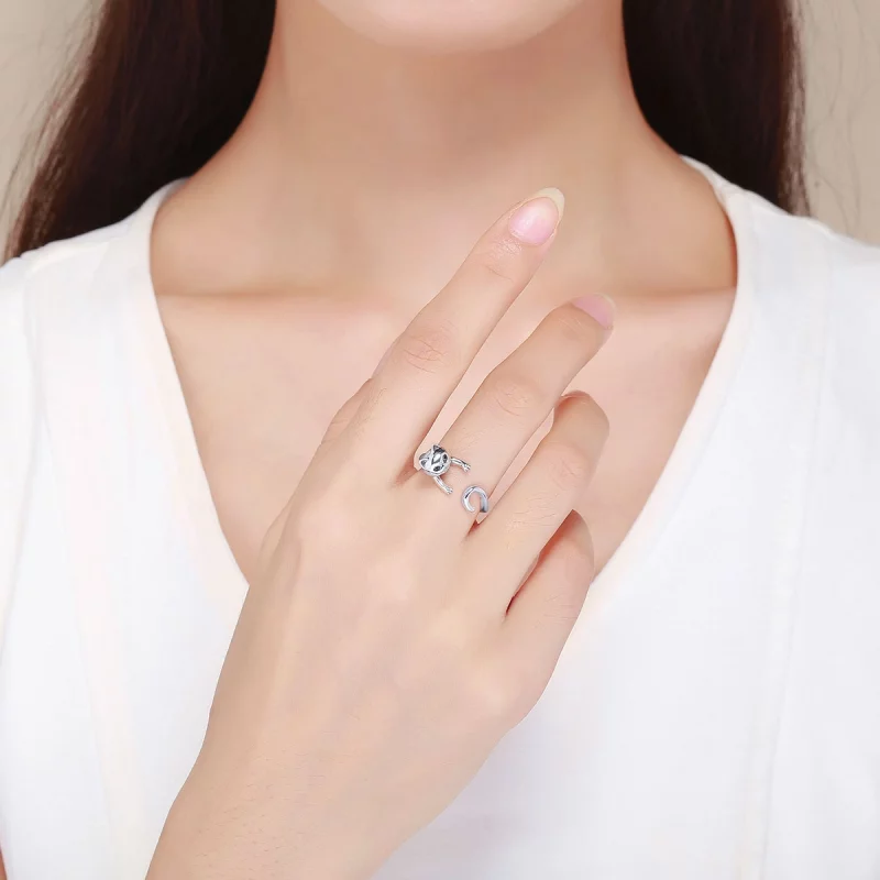 (image pour) Bague Ouverte Style PANDORA Vilain chat - SCR409 - Afficher 7