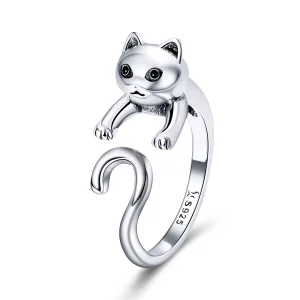 (image pour) Bague Ouverte Style PANDORA Vilain chat - SCR409