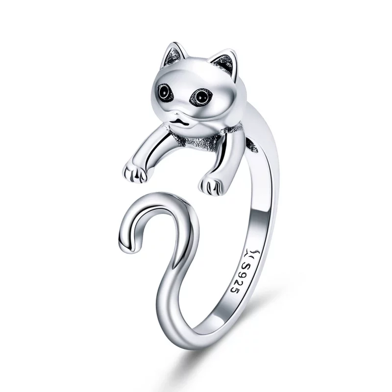 (image pour) Bague Ouverte Style PANDORA Vilain chat - SCR409