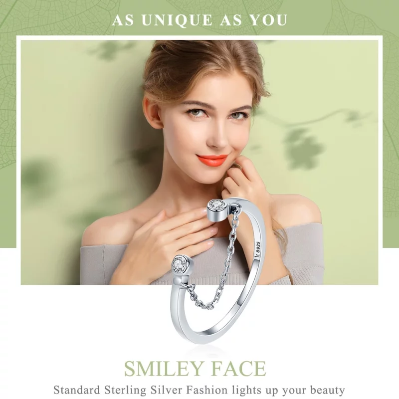 (image pour) Bague Ouverte Style PANDORA Visage souriant - SCR216 - Afficher 2