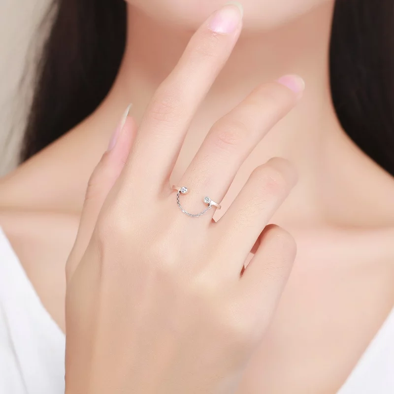 (image pour) Bague Ouverte Style PANDORA Visage souriant - SCR216 - Afficher 9