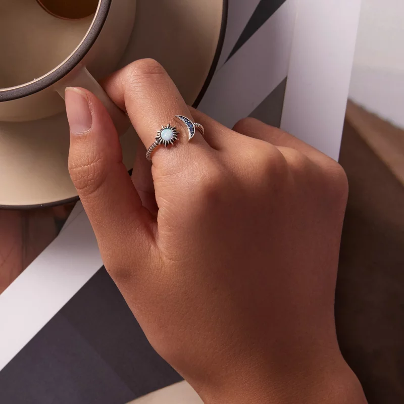 (image pour) Bague ouverte Sun, Moon, Stars style Pandora pour meilleure amie - SCR796 - Afficher 5