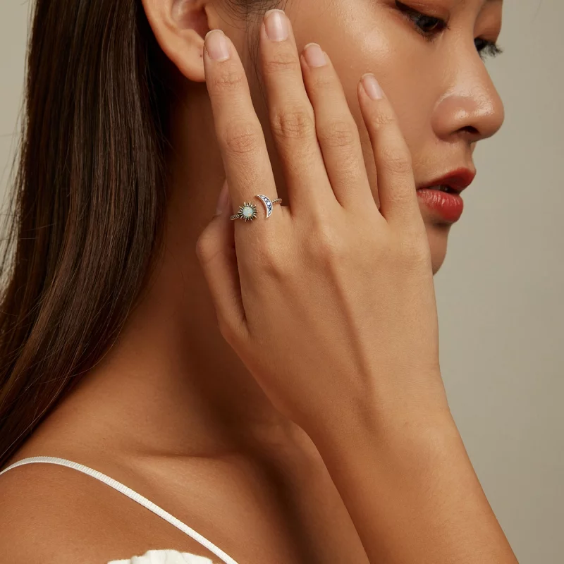 (image pour) Bague ouverte Sun, Moon, Stars style Pandora pour meilleure amie - SCR796 - Afficher 6