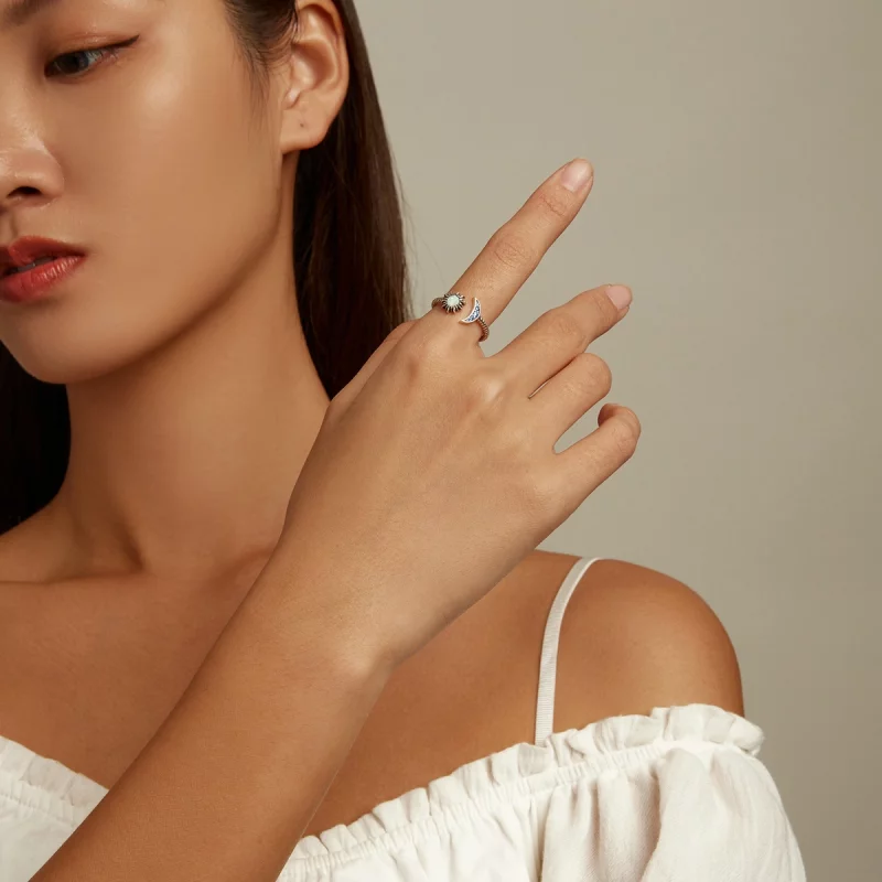 (image pour) Bague ouverte Sun, Moon, Stars style Pandora pour meilleure amie - SCR796 - Afficher 7