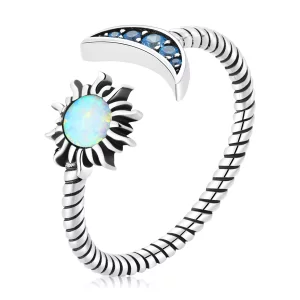 (image pour) Bague ouverte Sun, Moon, Stars style Pandora pour meilleure amie - SCR796