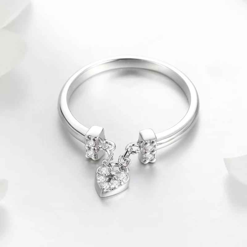 (image pour) Bague Style PANDORA Serrure de coeur - SCR466 - Afficher 6