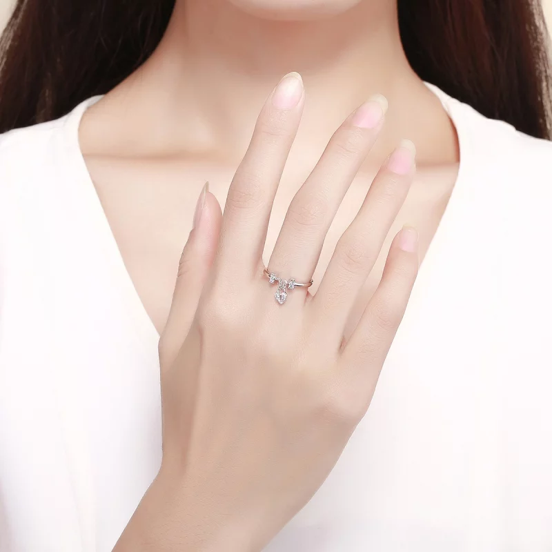 (image pour) Bague Style PANDORA Serrure de coeur - SCR466 - Afficher 7