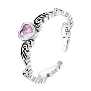 Pandora Style Motif Rétro - Bague Ouverte en Forme de Cœur - SCR766 (image pour) Pandora Style Motif Rétro - Bague Ouverte en Forme de Cœur - SCR766