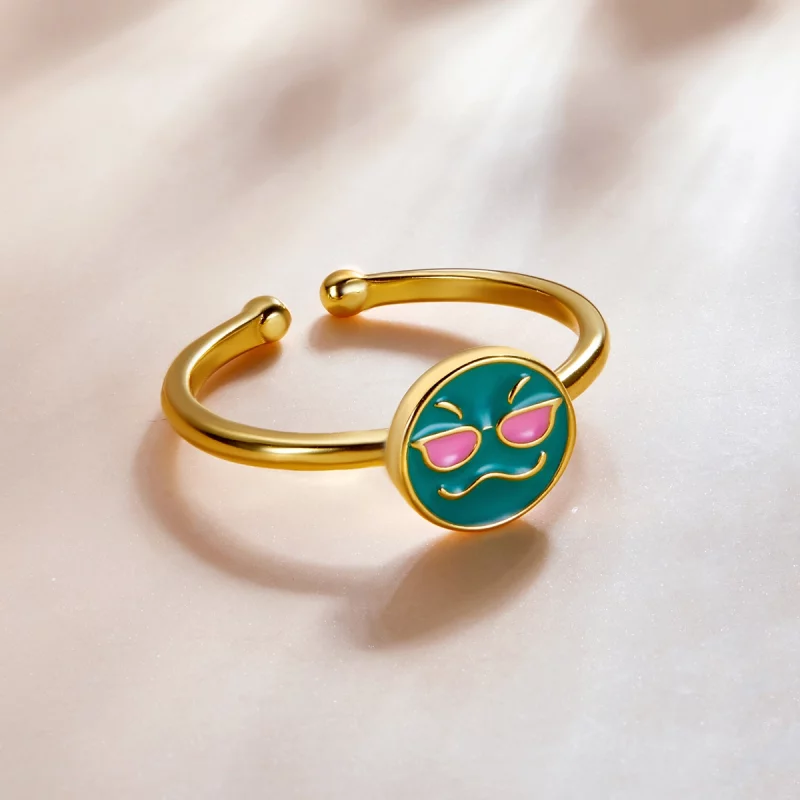 (image pour) Style Pandora Emoji - Bague Ouverte Cool - SCR737-A - Afficher 3