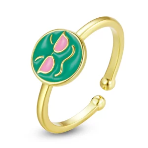 (image pour) Style Pandora Emoji - Bague Ouverte Cool - SCR737-A