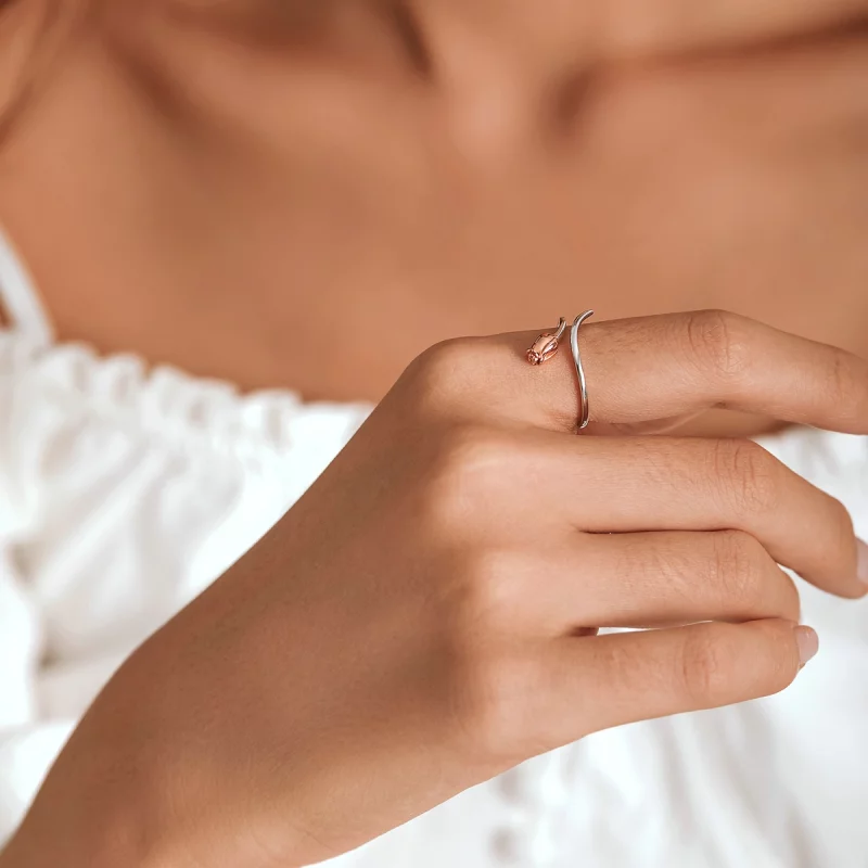 (image pour) Style Pandora Une bague ouverte en forme de rose - SCR761 - Afficher 6