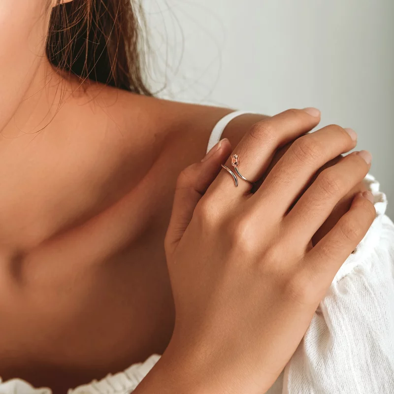 (image pour) Style Pandora Une bague ouverte en forme de rose - SCR761 - Afficher 8