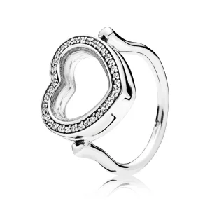 (image pour) Bague Médaillon Cœur PANDORA Scintillant - 197252CZ