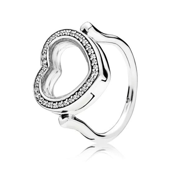 (image pour) Bague Médaillon Cœur PANDORA Scintillant - 197252CZ