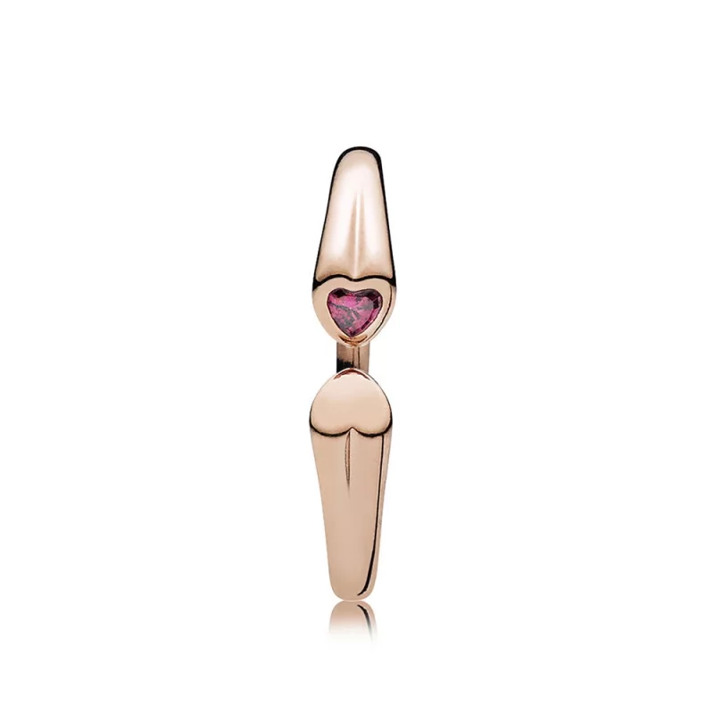 (image pour) Bague Ouverte Deux Cœurs PANDORA Rose™ - 186570CZR - Afficher 2