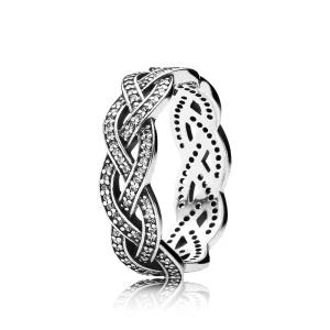 Bague Pandora 190913CZ - Bague Tressée Etincelante (image pour) Bague Pandora 190913CZ - Bague Tressée Etincelante