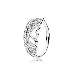 (image pour) Bague Pandora 190958CZ - Bague Tiare de Coeurs Femme 