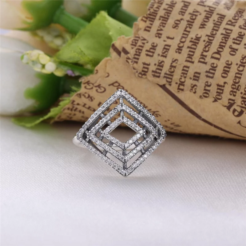 (image pour) PANDORA - Bague Lignes Géométriques - 196210CZ - Afficher 3