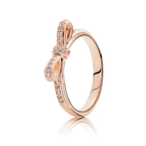 PANDORA - Bague Nœud Scintillant Rose - 180906CZ (image pour) PANDORA - Bague Nœud Scintillant Rose - 180906CZ