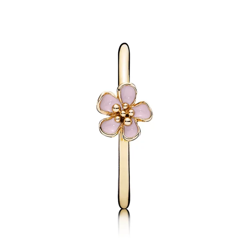 (image pour) PANDORA - Gold ring with pink enamel - 150174EN40 - Afficher 2