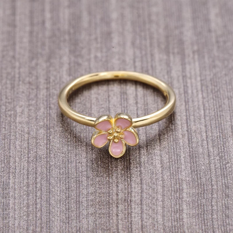 (image pour) PANDORA - Gold ring with pink enamel - 150174EN40 - Afficher 3