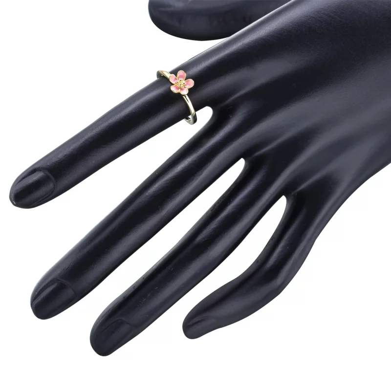 (image pour) PANDORA - Gold ring with pink enamel - 150174EN40 - Afficher 4